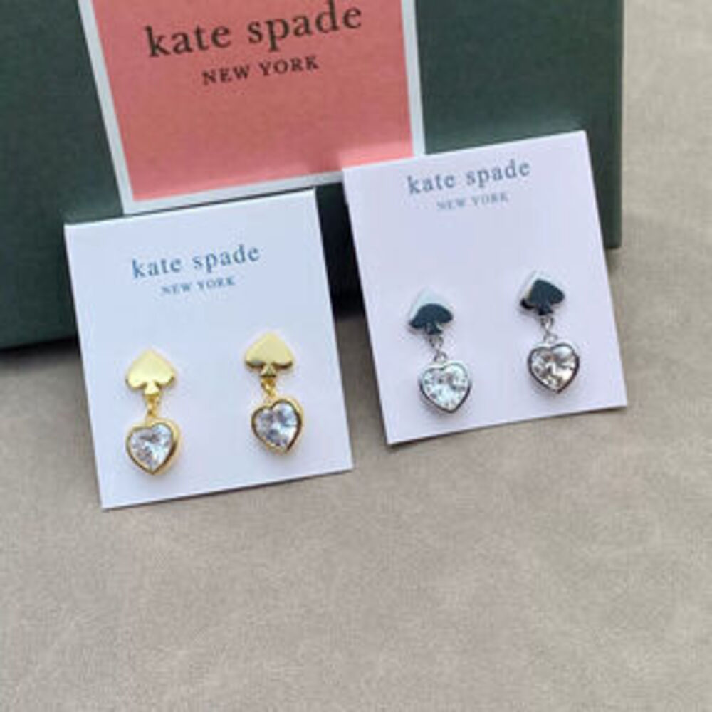 kate spade Trendy Heart Zircon Polished Metal Drop Earrings